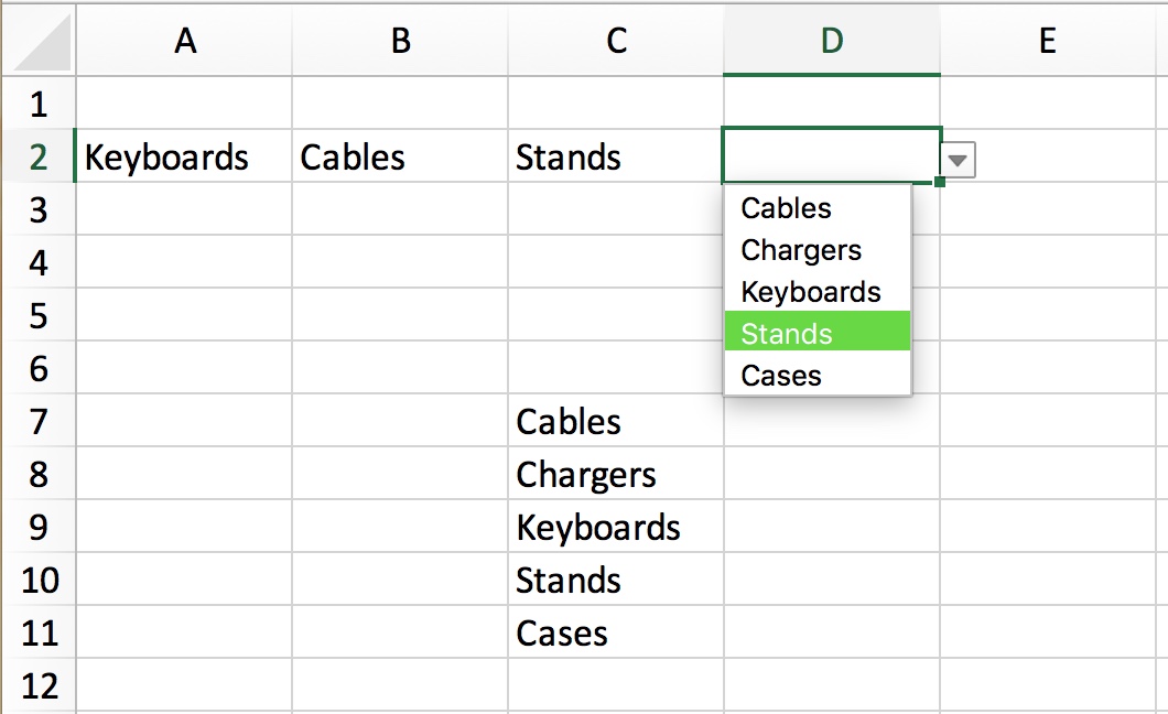 how do i select an entire column to calculate length for in excel mac